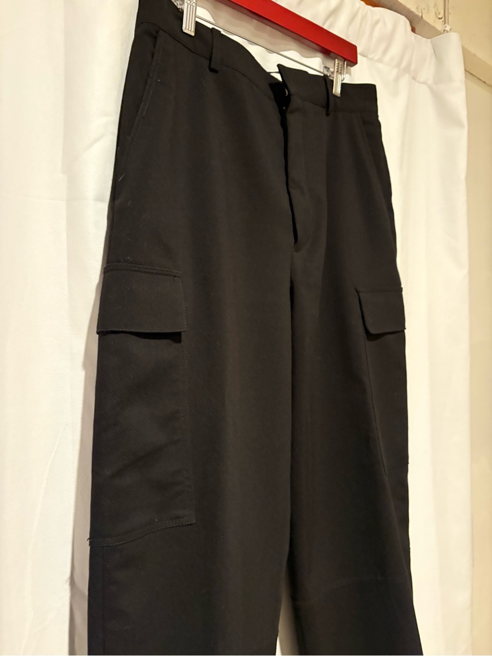 Zara Black Cargo pants with straight leg and flap Pockets